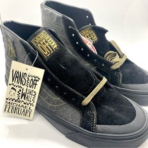 Vans Michael February Black Denim Leather Suede High Tops Men’s 7.5